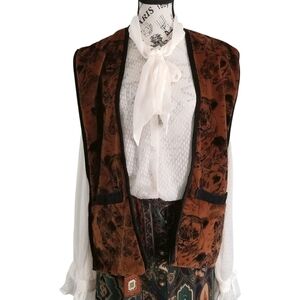 Vintage black suede lion vest